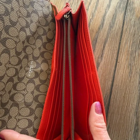 Coach Orange Leather Wallet and Brown Signature Pouch Set - Picture 7 of 7